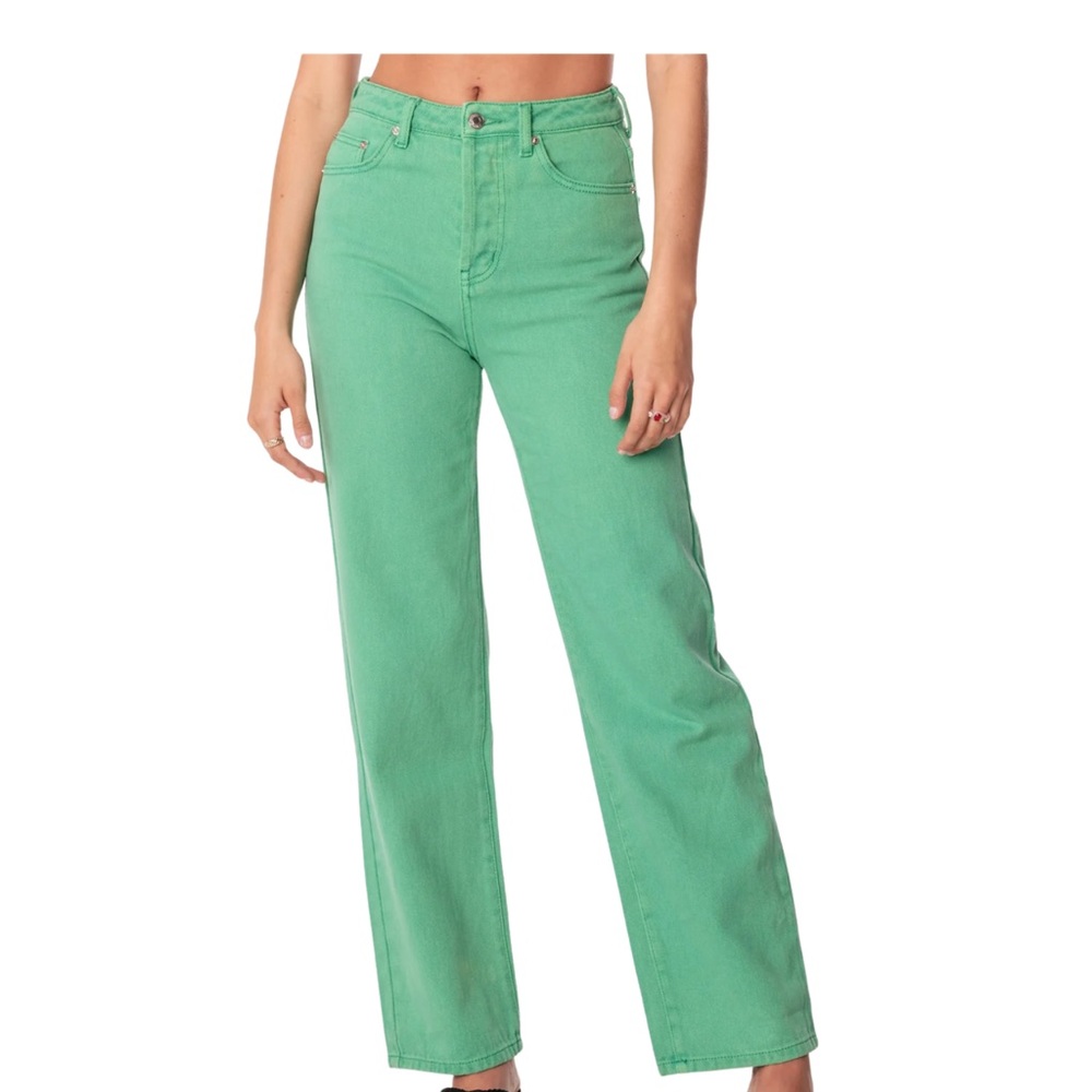 Edikted Mint Green Flare Jeans